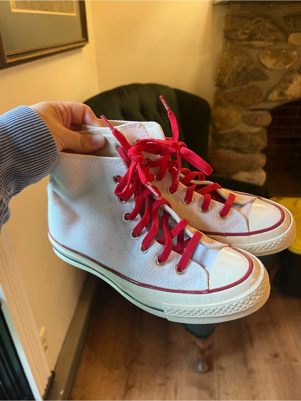 Converse High-Top Canvas Sneakers with Red Accents